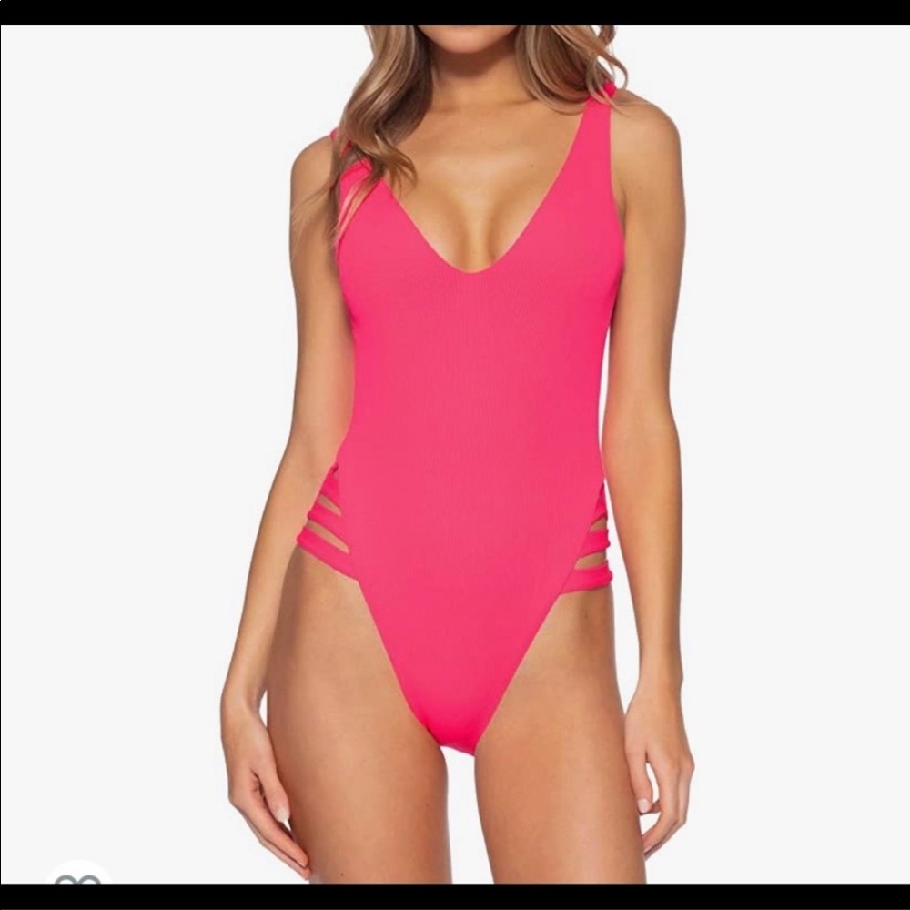BECCA Sophie Cut One Piece Swimsuit Neon Pink